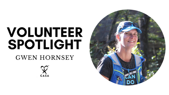 Volunteer Spotlight. Gwen Hornsey. Close up.